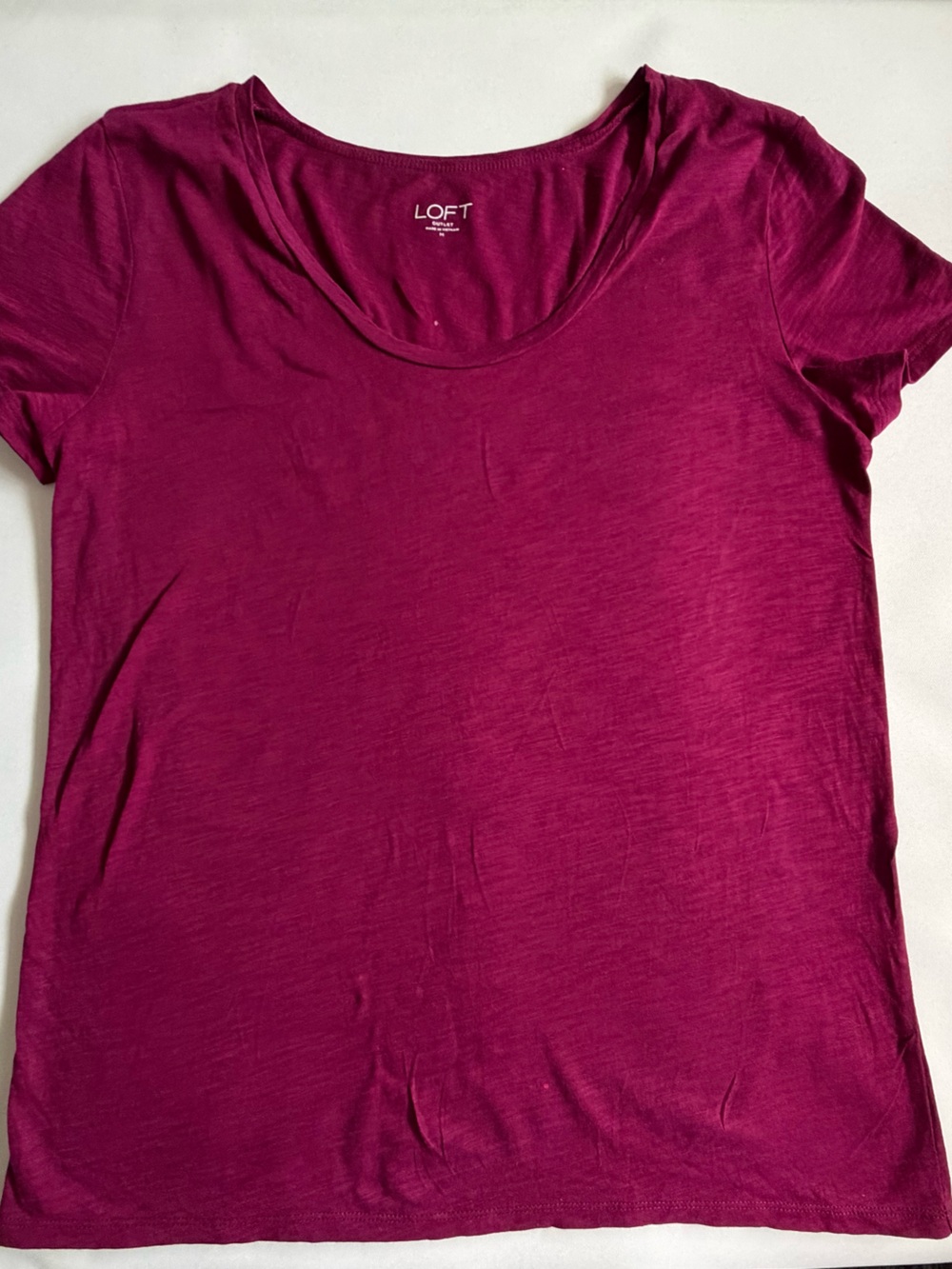 LOFT Outlet Womens Purple Solid Crewneck Short Sleeve T Shirt Size M